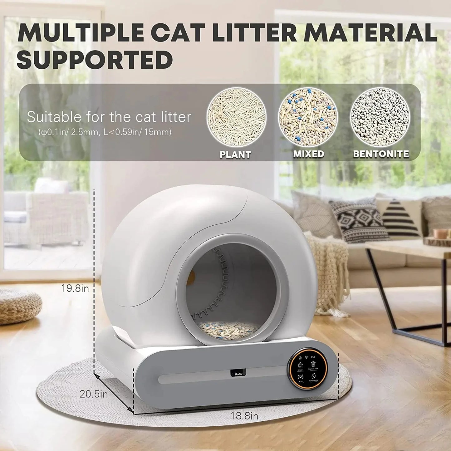 Smart Self Cleaning Cat Litter Box 65L Extra Large Closed Automatic Cat Toilet App Control Cat Litter Tray Arenero Gato for Cats