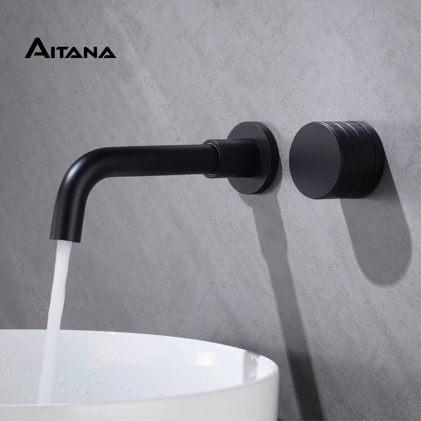 AITANA luxury brass brushed nickel bathroom faucet with simple embedded design and dual hole hot and cold water basin Mixer