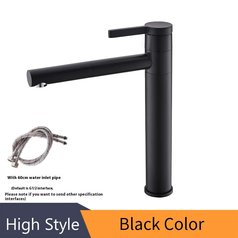 Minimalist Slim Faucet Hot and Cold Water Faucet Basin Mixer Tap Bathroom Faucet Hot and Cold Black Color