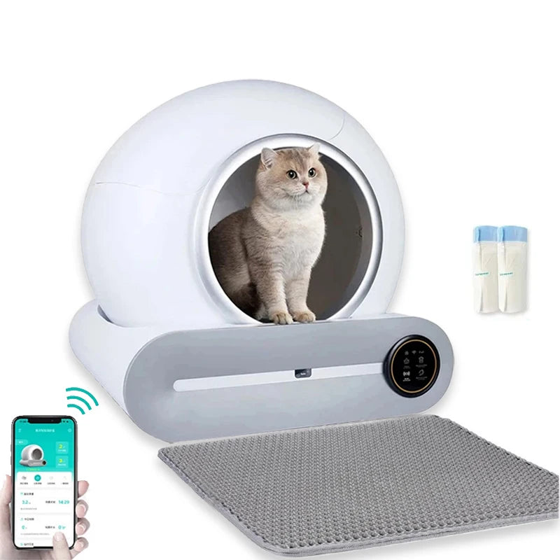 Smart Self Cleaning Cat Litter Box 65L Extra Large Closed Automatic Cat Toilet App Control Cat Litter Tray Arenero Gato for Cats