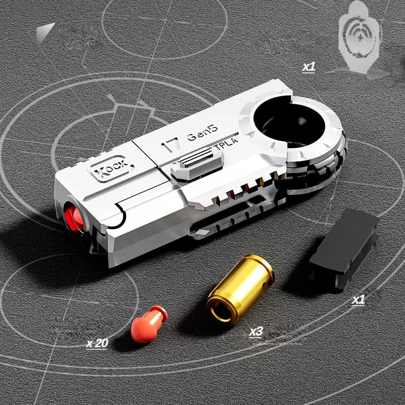 Ring Pistol Children Mini 3D Decompression Shell Ejection Alloy Soft Bullet Gun Outdoor Funny Toy Boy Birthday Gift Fidget Toys