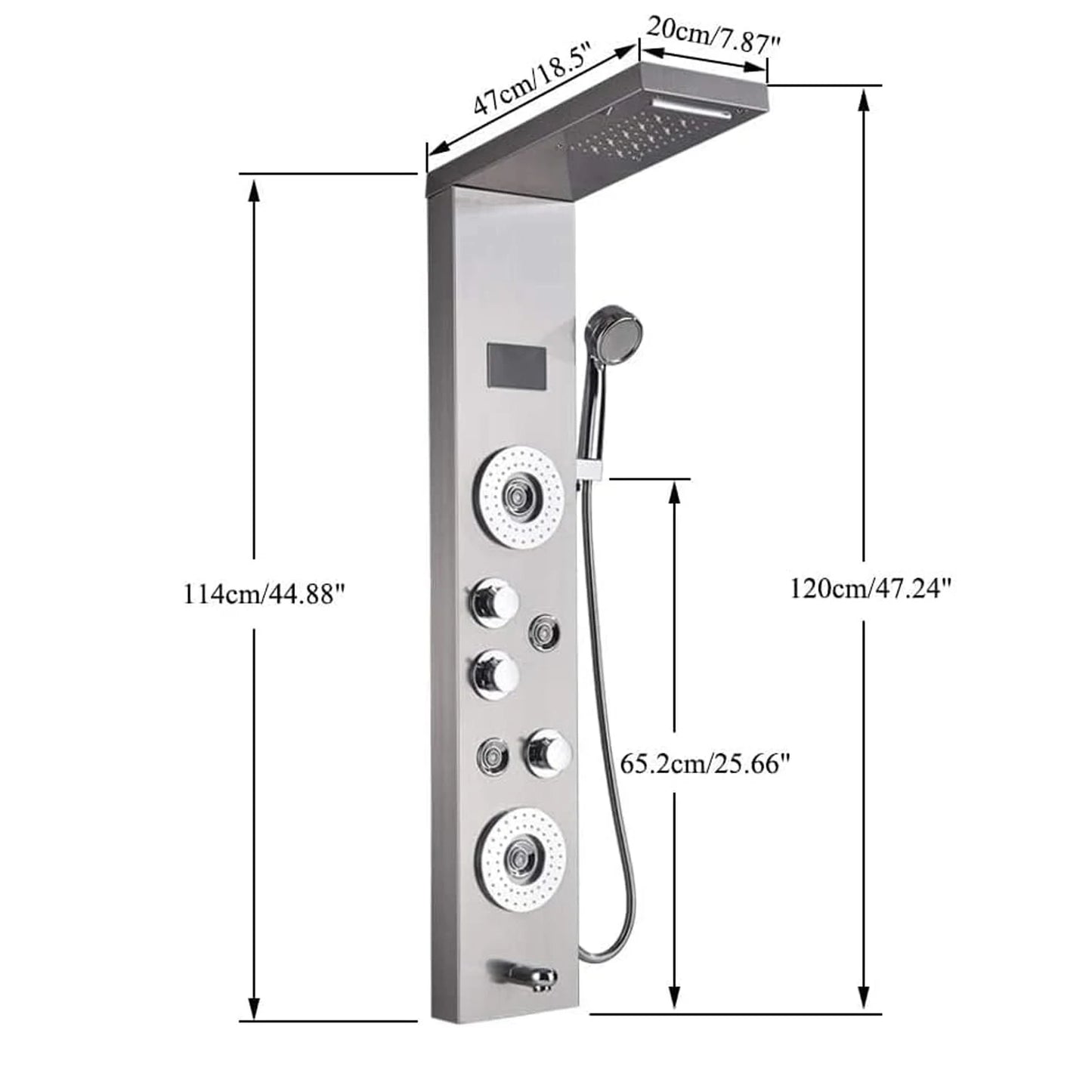 LED Shower Panel Waterfall Rain Digital Display Shower Faucet Set SPA Massage Jet Bathroom Column Mixer Tap Tower System