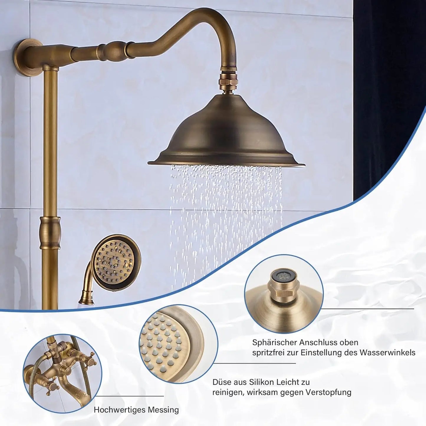 Luxury Rainfall Shower Mixer Faucet In Wall Bath Shower Set Rainfall 8" Brass Shower Head Tub Shower Mixer Tap with Handshower