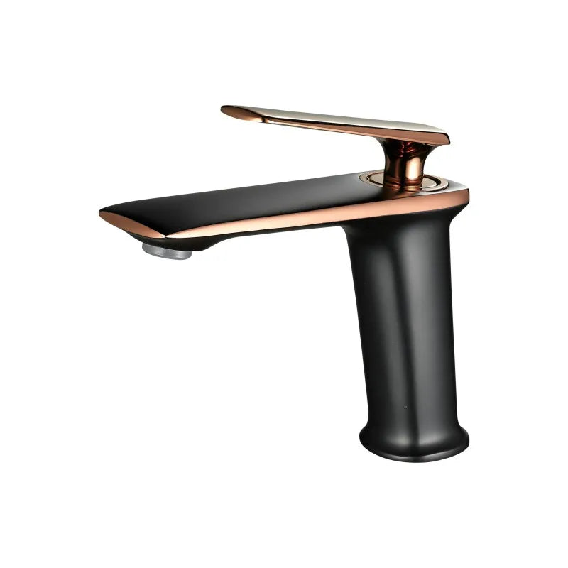 BAKALA Luxury Black Rose Gold Wash Basin Taps Modern White Faucet Bathroom Luxury Basin Faucets Hot Cold Water Sink Tap Mixer