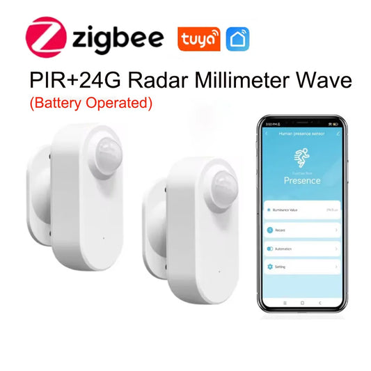 Tuya Zigbee Human Presence Sensor 24G MmWave Radar +PIR,Luminance detection Use Battery Support Zigbee2mqtt Home Assistant