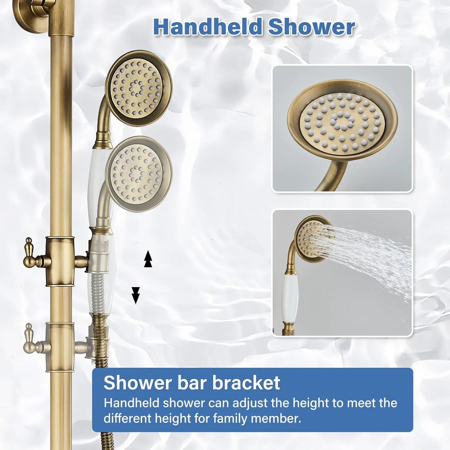 Luxury Rainfall Shower Mixer Faucet In Wall Bath Shower Set Rainfall 8" Brass Shower Head Tub Shower Mixer Tap with Handshower