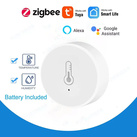 Tuya Zigbee Smart Temperature Humidity Sensor Indoor Hygrometer Controller Monitoring Work with Smart Speaker Alexa Google Home