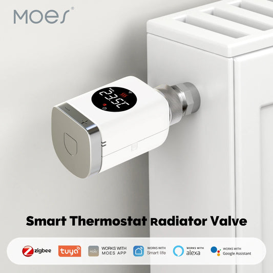 MOES Tuya Smart Wifi/ZigBee Thermostatic Radiator Valve TRV Programmable App Remote Temperature Controller with Alexa GoogleHome