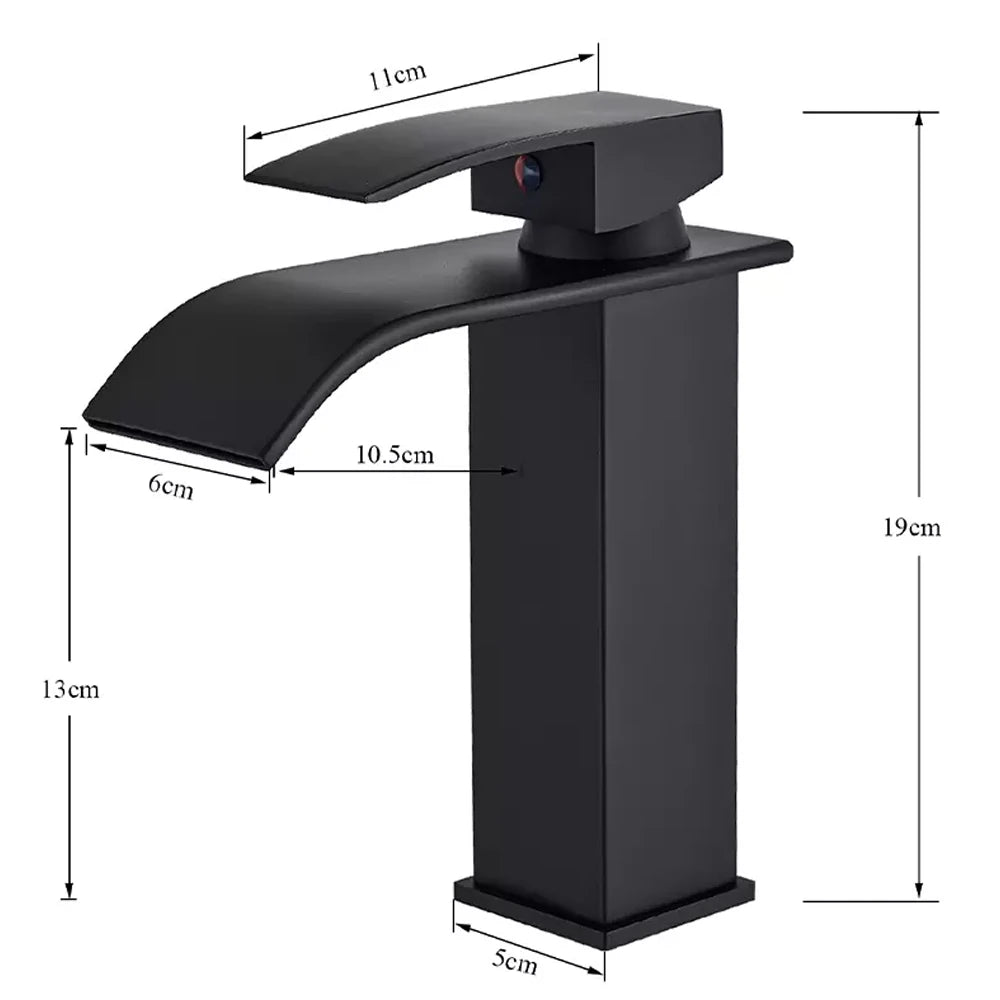 Black Waterfall Bathroom Faucet Basin Vanity Vessel Sinks Mixer Tap Cold And Hot Water Tap Single Hole Bath Sink Faucets Crane