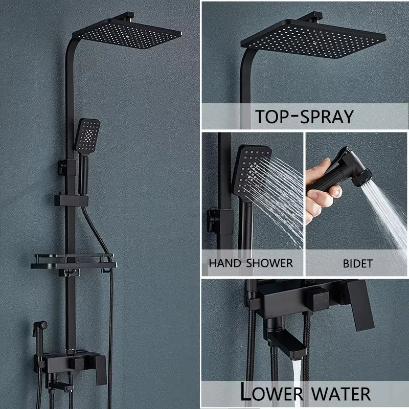 4-Function Wall Mounted Shower Faucet Set Rainwater Bathtub Shower Mixer Rotary Bathtub Single Handle Shower System