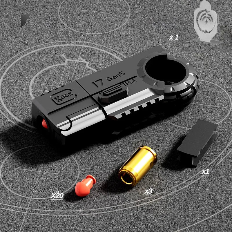 Ring Pistol Children Mini 3D Decompression Shell Ejection Alloy Soft Bullet Gun Outdoor Funny Toy Boy Birthday Gift Fidget Toys