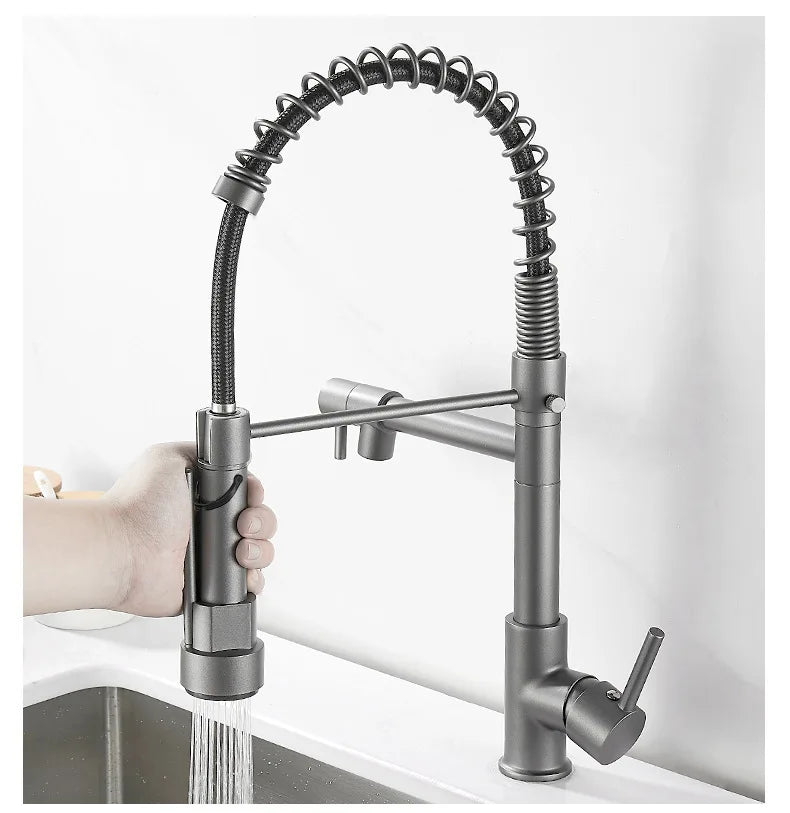 Kitchen Faucet with Pull Down Sprayer High Arc Single Handle Spring Kitchen Sink Faucet