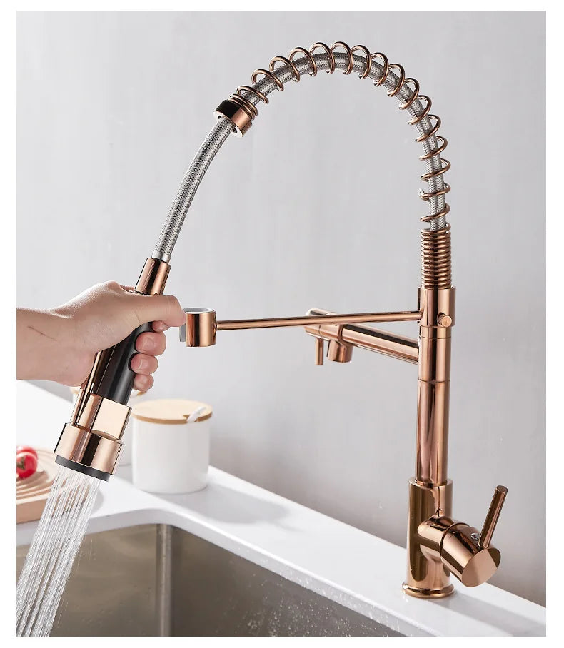 Kitchen Faucet with Pull Down Sprayer High Arc Single Handle Spring Kitchen Sink Faucet