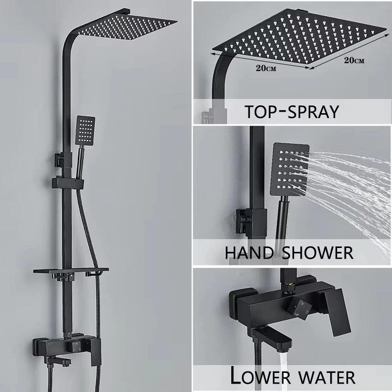 4-Function Wall Mounted Shower Faucet Set Rainwater Bathtub Shower Mixer Rotary Bathtub Single Handle Shower System