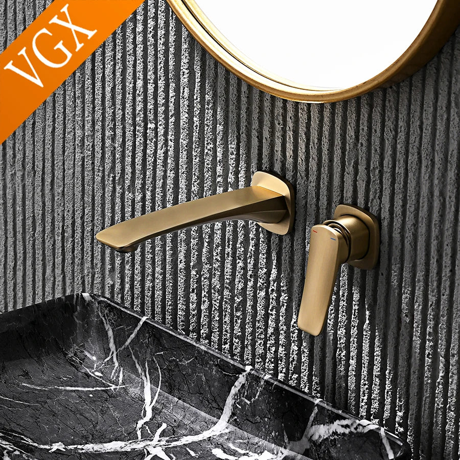 VGX Concealed Bathroom Faucets Embedded Cartridge Basin Mixer Sink Faucet Gourmet Washbasin Tapware Hot Cold Water Tap Brass