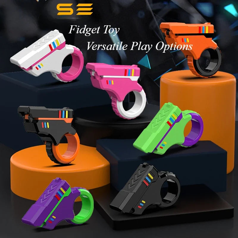 Multi-function Stress Relief Fidget Ring Office Decompress Rotary Finger Sliders Small Pistol Fingertip Toy for Adults Kids Gift