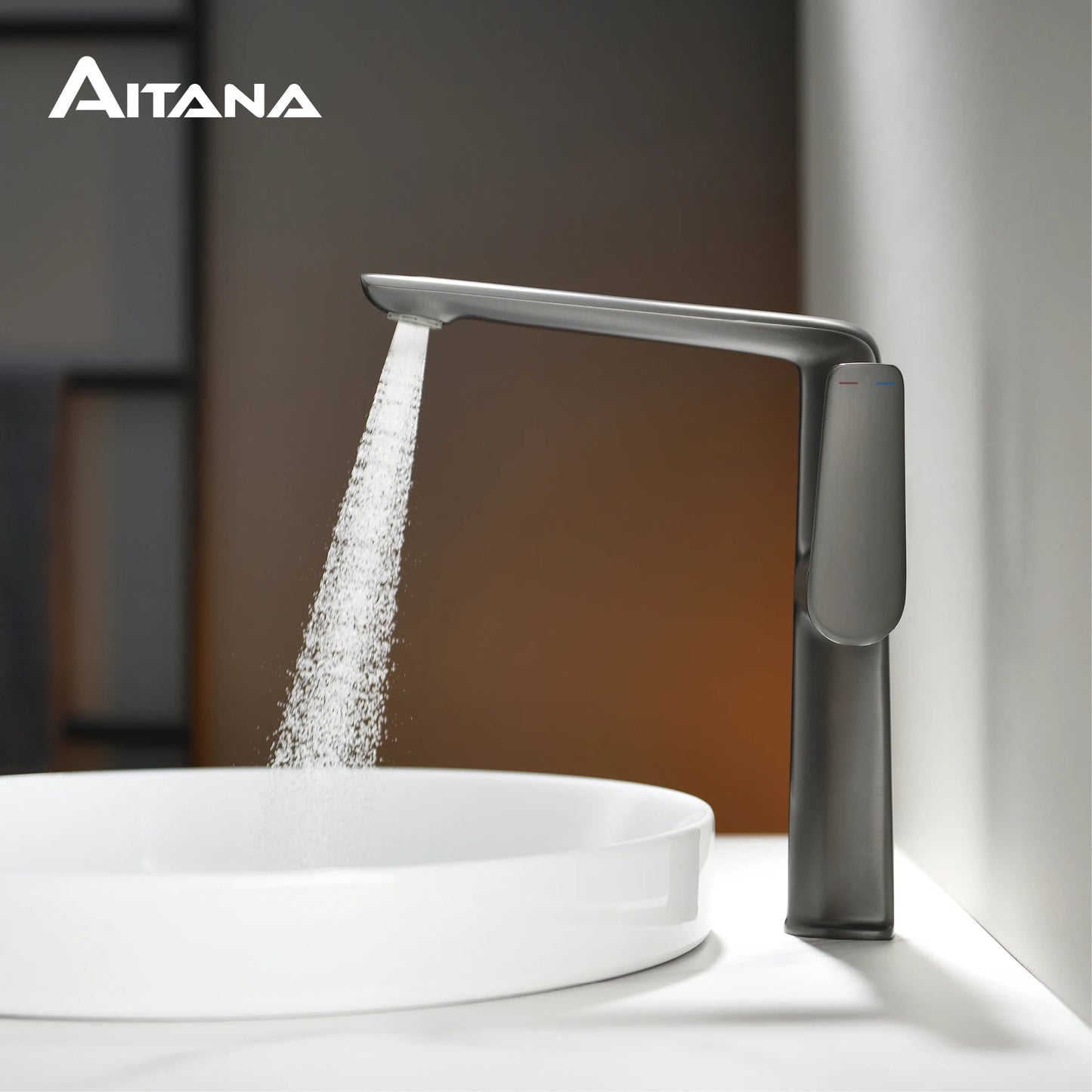 AITANA Luxury Chromium Brass Bathroom Faucet with Simple Design, Single Handle Cold and Hot Dual Control, 2-Function Basin Tap