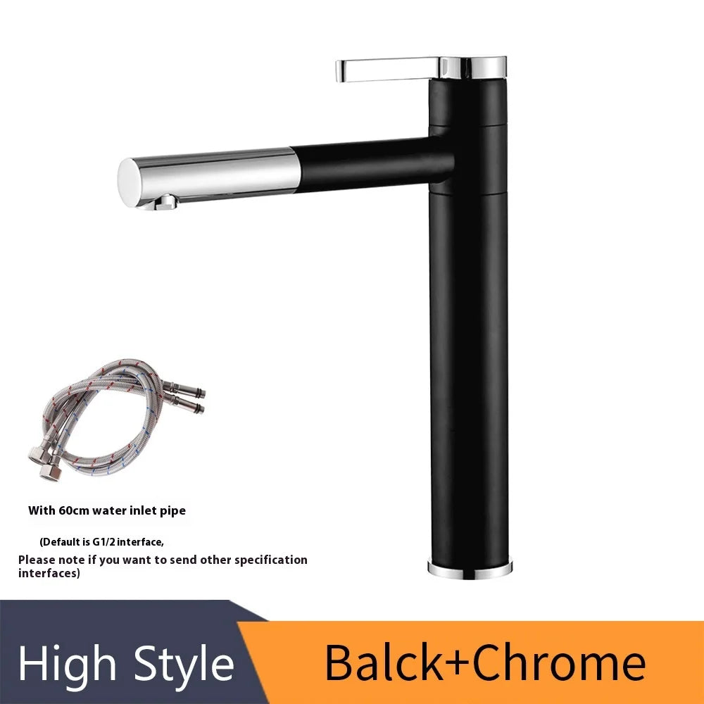 Minimalist Slim Faucet Hot and Cold Water Faucet Basin Mixer Tap Bathroom Faucet Hot and Cold Black Color