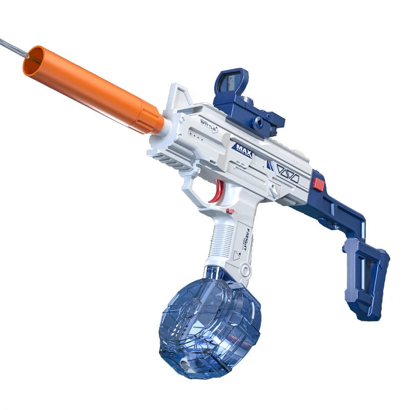 Uzi Electric Water Gun Continuous Firing Summer Pool Toys Gun with Sights Silencer Outdoor Fun Cs Game Prop For Kids