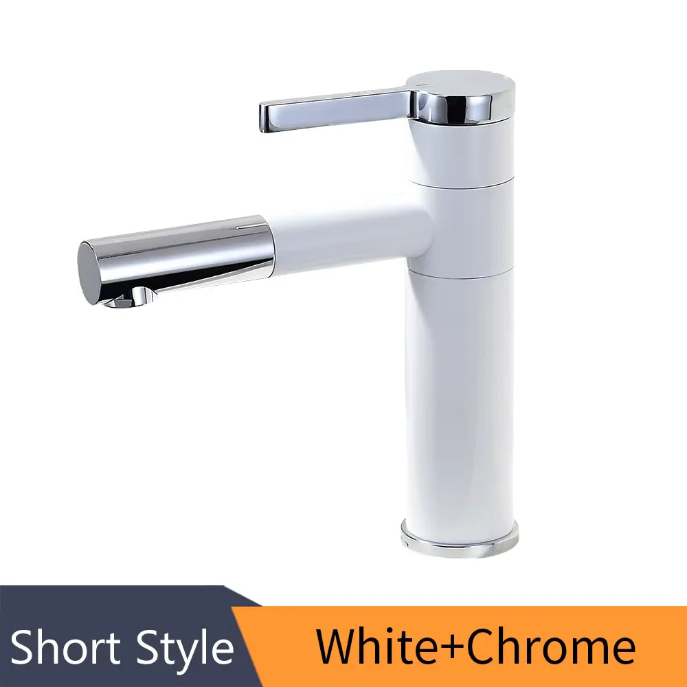 Basin Faucets Brass Bathroom Faucet Vessel Sinks Mixer Vanity Tap Swivel Spout Deck Mounted White Color Washbasin Faucet LT-701B