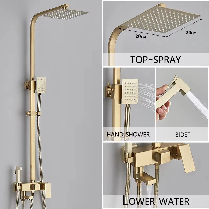 4-Function Wall Mounted Shower Faucet Set Rainwater Bathtub Shower Mixer Rotary Bathtub Single Handle Shower System