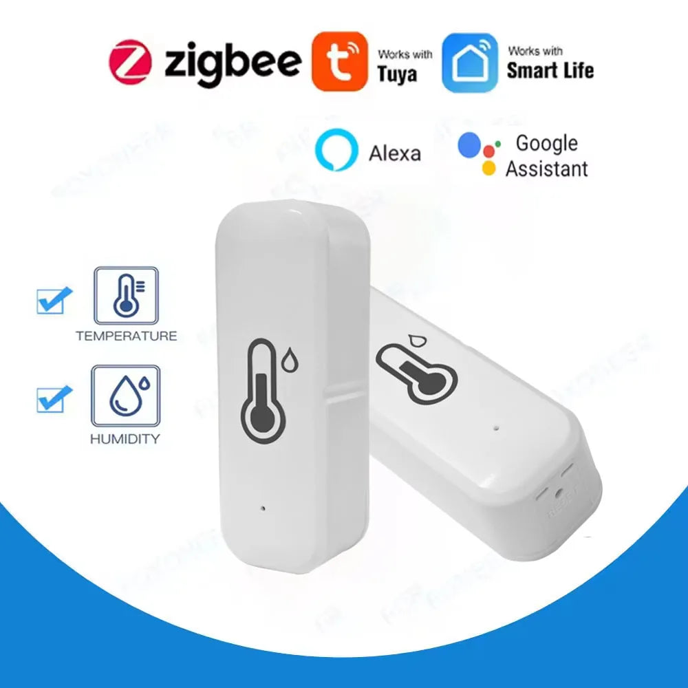 Tuya Zigbee Smart Temperature Humidity Sensor Indoor Hygrometer Controller Monitoring Work with Smart Speaker Alexa Google Home