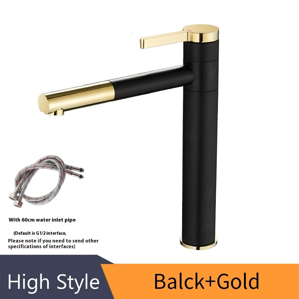 Minimalist Slim Faucet Hot and Cold Water Faucet Basin Mixer Tap Bathroom Faucet Hot and Cold Black Color