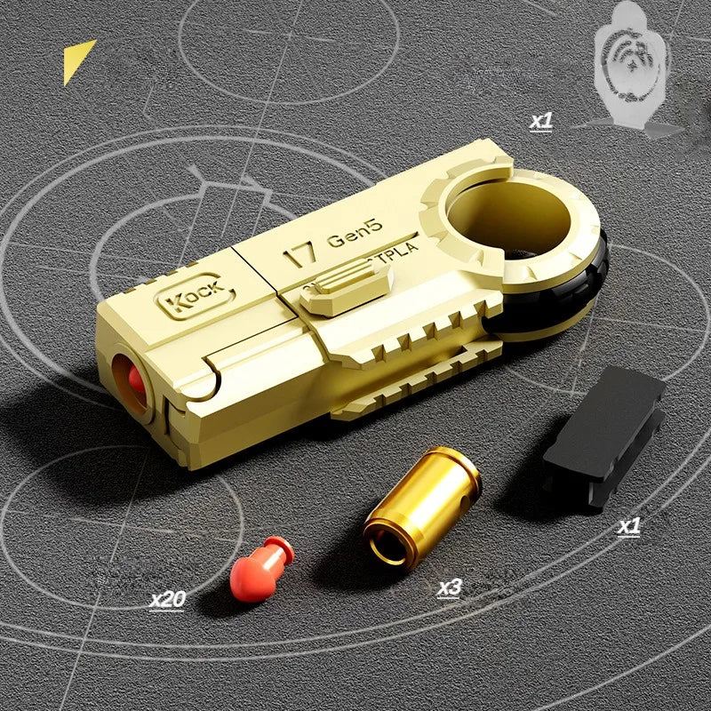 Ring Pistol Children Mini 3D Decompression Shell Ejection Alloy Soft Bullet Gun Outdoor Funny Toy Boy Birthday Gift Fidget Toys