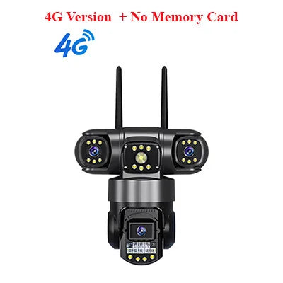 Saikiot V380 Pro Camera PTZ 12MP 3 Lens 3 Screen Outdoor Waterproof 4G WIFI Camera Auto Tracking Color Vision V380 Pro 4G Camera