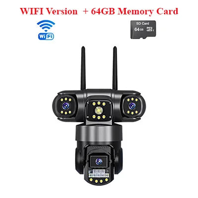 Saikiot V380 Pro Camera PTZ 12MP 3 Lens 3 Screen Outdoor Waterproof 4G WIFI Camera Auto Tracking Color Vision V380 Pro 4G Camera