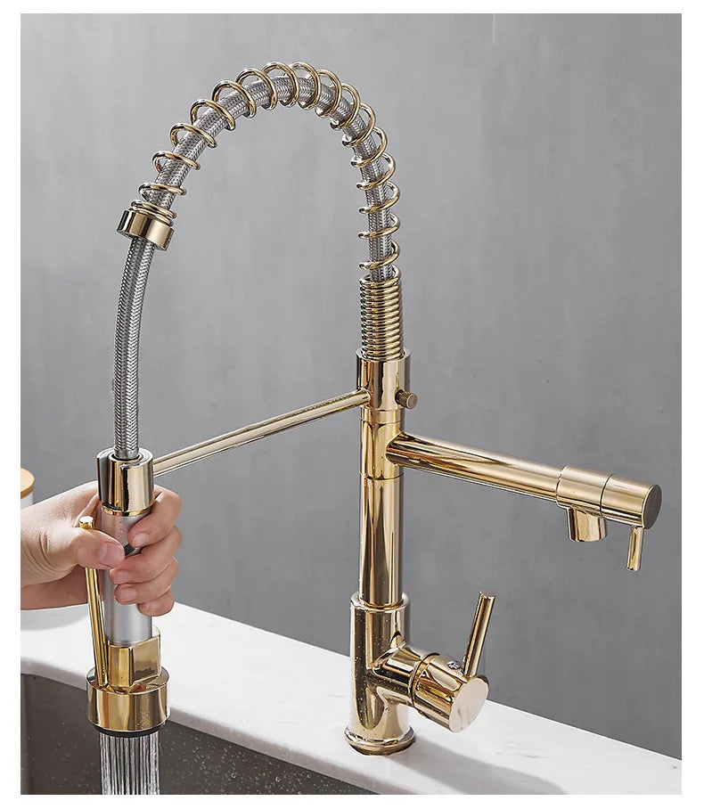 Kitchen Faucet with Pull Down Sprayer High Arc Single Handle Spring Kitchen Sink Faucet