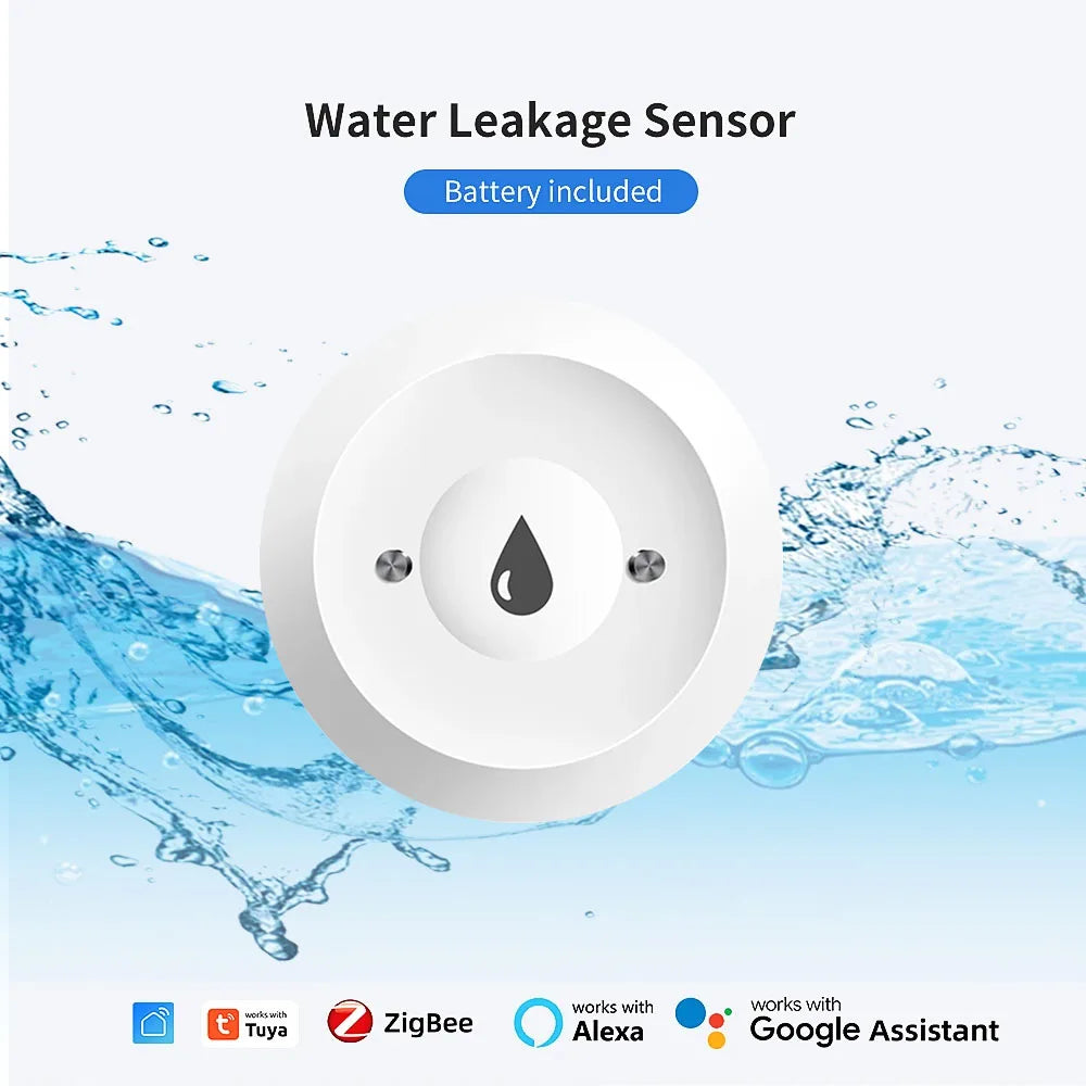 Tuya Zigbee Water Sensor Flood Leak Detector App Remote Monitoring for Kitchen/Bathroom Support Home Assistant Zigbee2mqtt