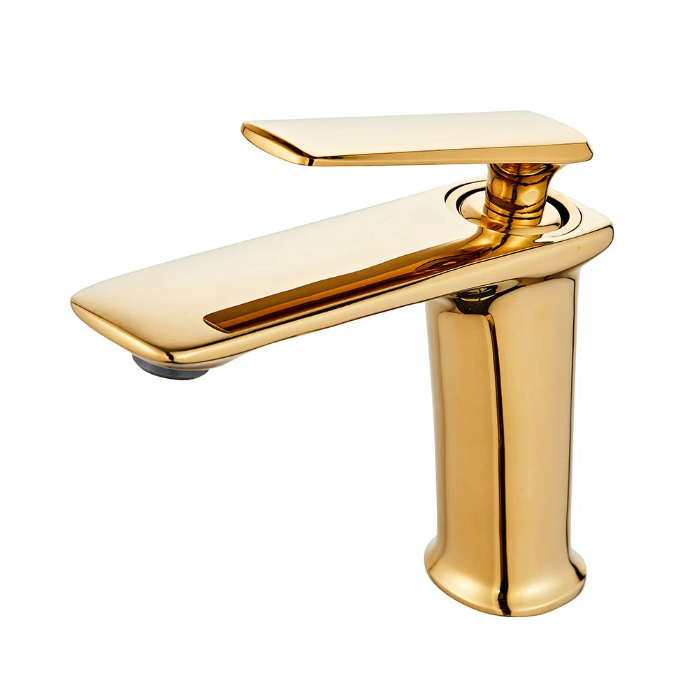 BAKALA Luxury Black Rose Gold Wash Basin Taps Modern White Faucet Bathroom Luxury Basin Faucets Hot Cold Water Sink Tap Mixer