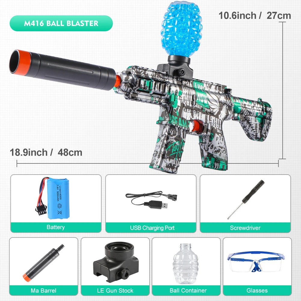 M416 Electric Ball Blaster Toy Gun - High-Speed, Metallic Finish, Rechargeable - Halloween Thanksgiving Gift(Bullets Excluded)