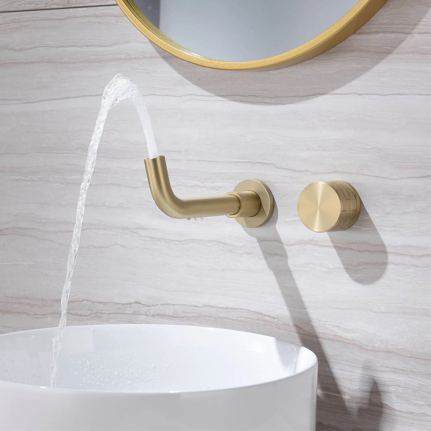 AITANA luxury brass brushed nickel bathroom faucet with simple embedded design and dual hole hot and cold water basin Mixer