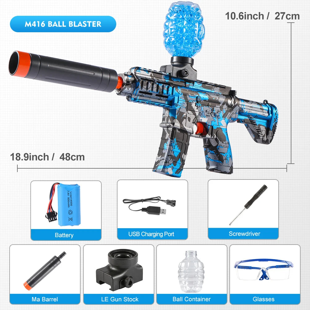 M416 Electric Ball Blaster Toy Gun - High-Speed, Metallic Finish, Rechargeable - Halloween Thanksgiving Gift(Bullets Excluded)