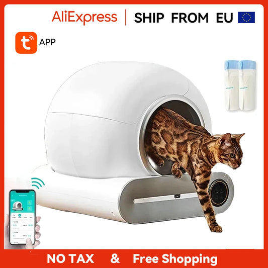 Smart Self Cleaning Cat Litter Box 65L Extra Large Closed Automatic Cat Toilet App Control Cat Litter Tray Arenero Gato for Cats