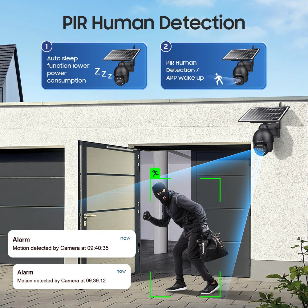 SHIWOJIA Outdoor Solar Camera 4G SIM GSM Wireless Security Black Detachable Solar Cam Battery CCTV Video Surveillance Phone