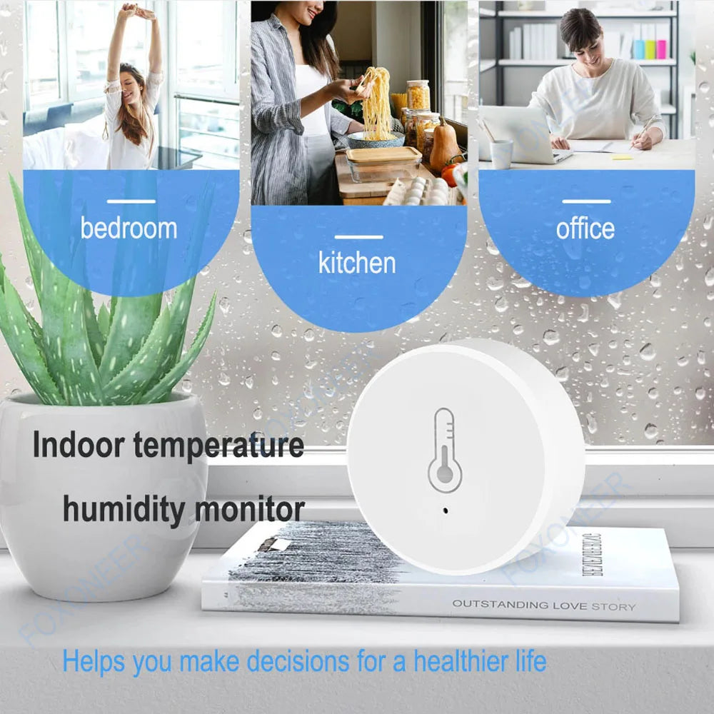 Tuya Zigbee Smart Temperature Humidity Sensor Indoor Hygrometer Controller Monitoring Work with Smart Speaker Alexa Google Home