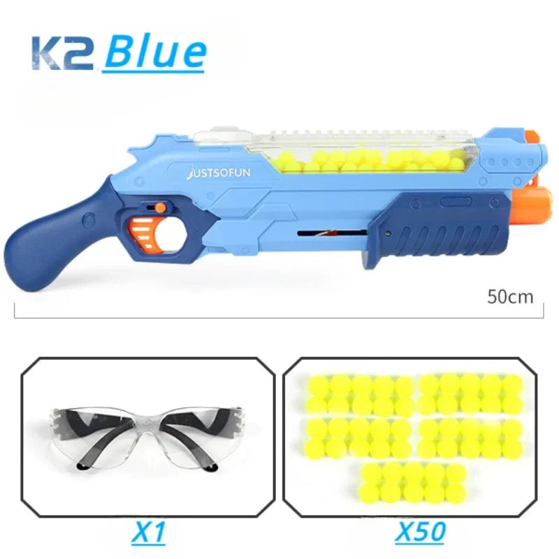 K2 Soft Bullets Dart Foam Blaster Manual High Capacity TPE Ball Launcher Colorful Continuous Firing Toy Gun Outdoor Cs Game Prop