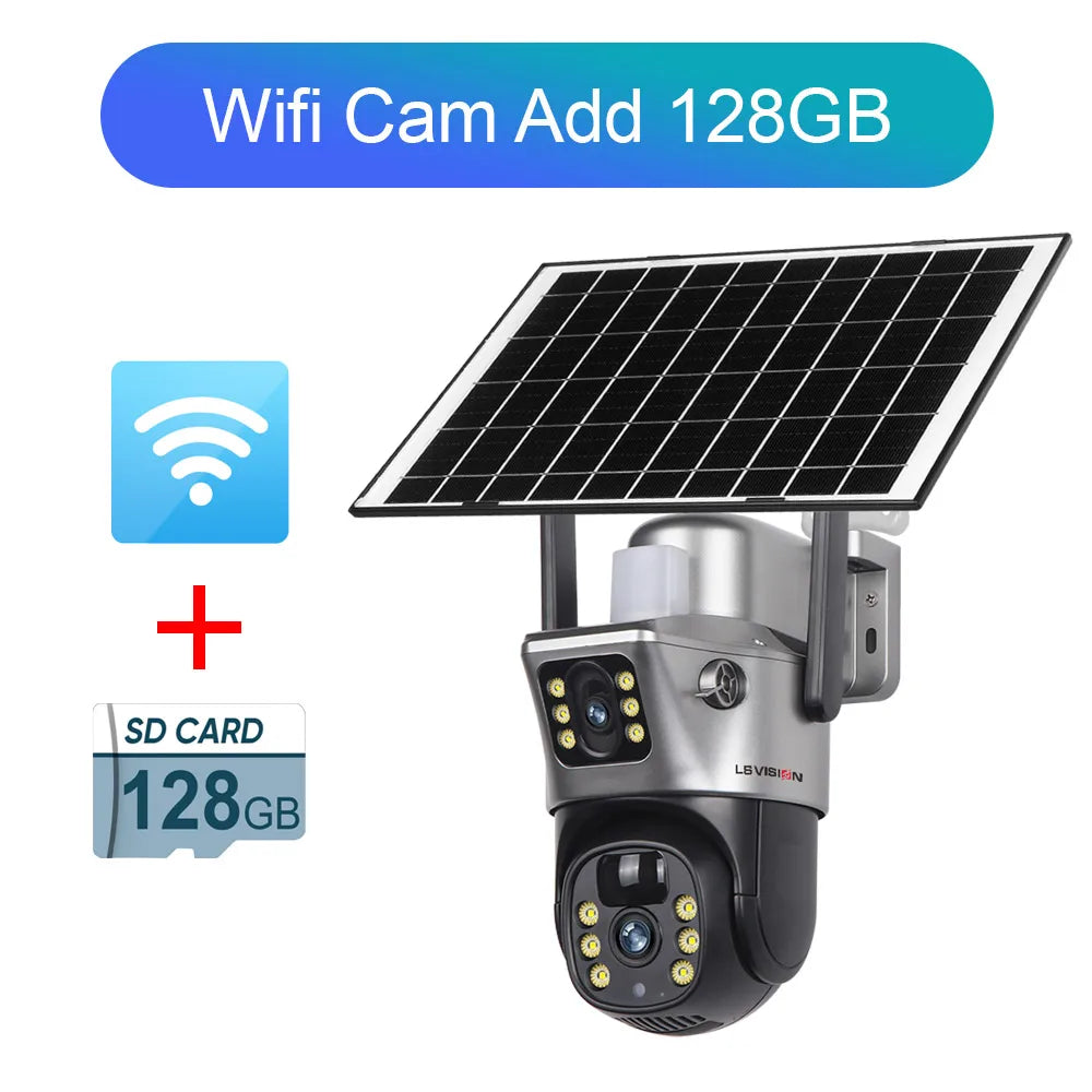 LS VISION 4K 8MP Dual Screen Solar Camera Outdoor Wireless 4G/WiFi PTZ Dual Lens Security Protection Auto Tracking CCTV Cameras