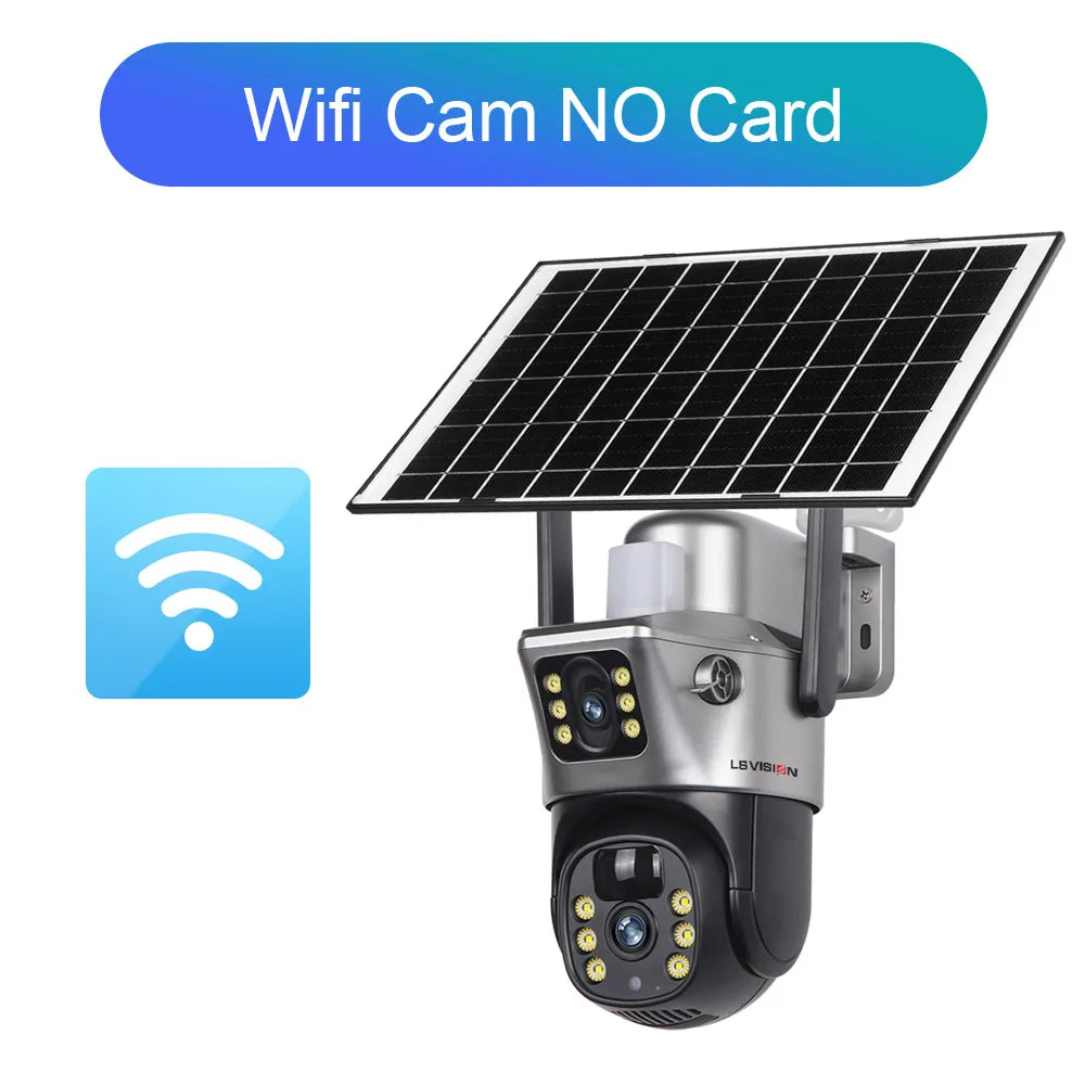 LS VISION 4K 8MP Dual Screen Solar Camera Outdoor Wireless 4G/WiFi PTZ Dual Lens Security Protection Auto Tracking CCTV Cameras