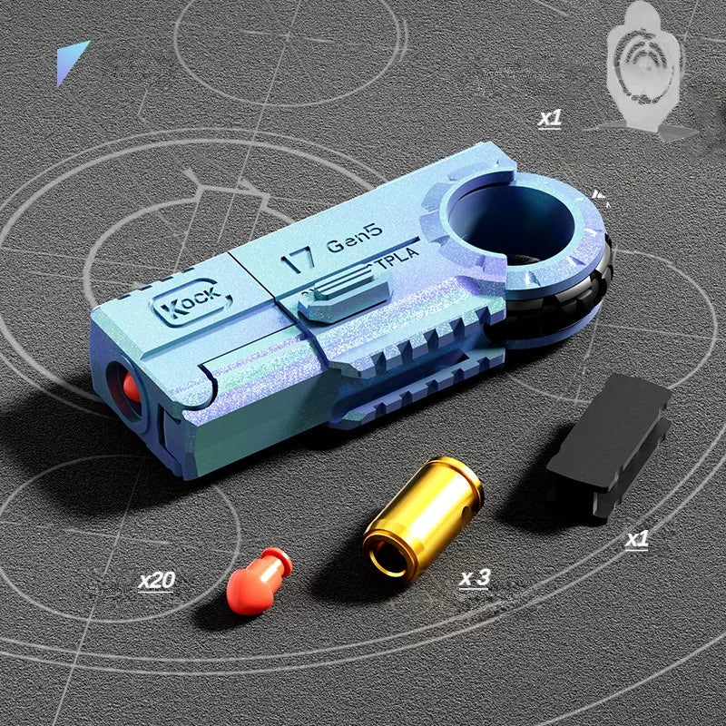 Ring Pistol Children Mini 3D Decompression Shell Ejection Alloy Soft Bullet Gun Outdoor Funny Toy Boy Birthday Gift Fidget Toys