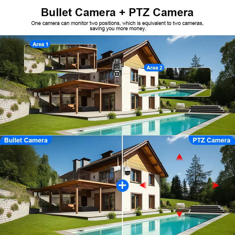 4G/WiFi IP Camera 8MP 4K Dual Lens Dual Screens Network Monitor Smart Home Outdoor PTZ CCTV Cameras V380 Pro Security Protection