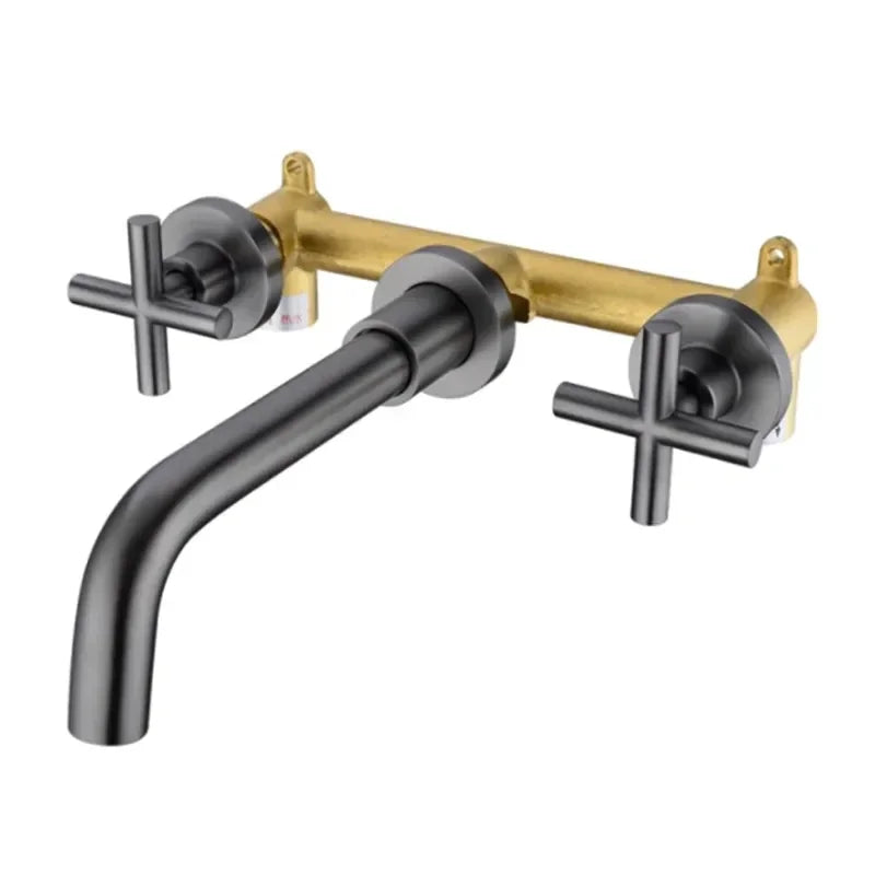 Bathtub Basin Mixer Tap Chrome Antique Brass Bathroom Sink Mixer Tap Faucet Wall Mounted 3 Pcs Black Faucet Dual Handle Sink Tap