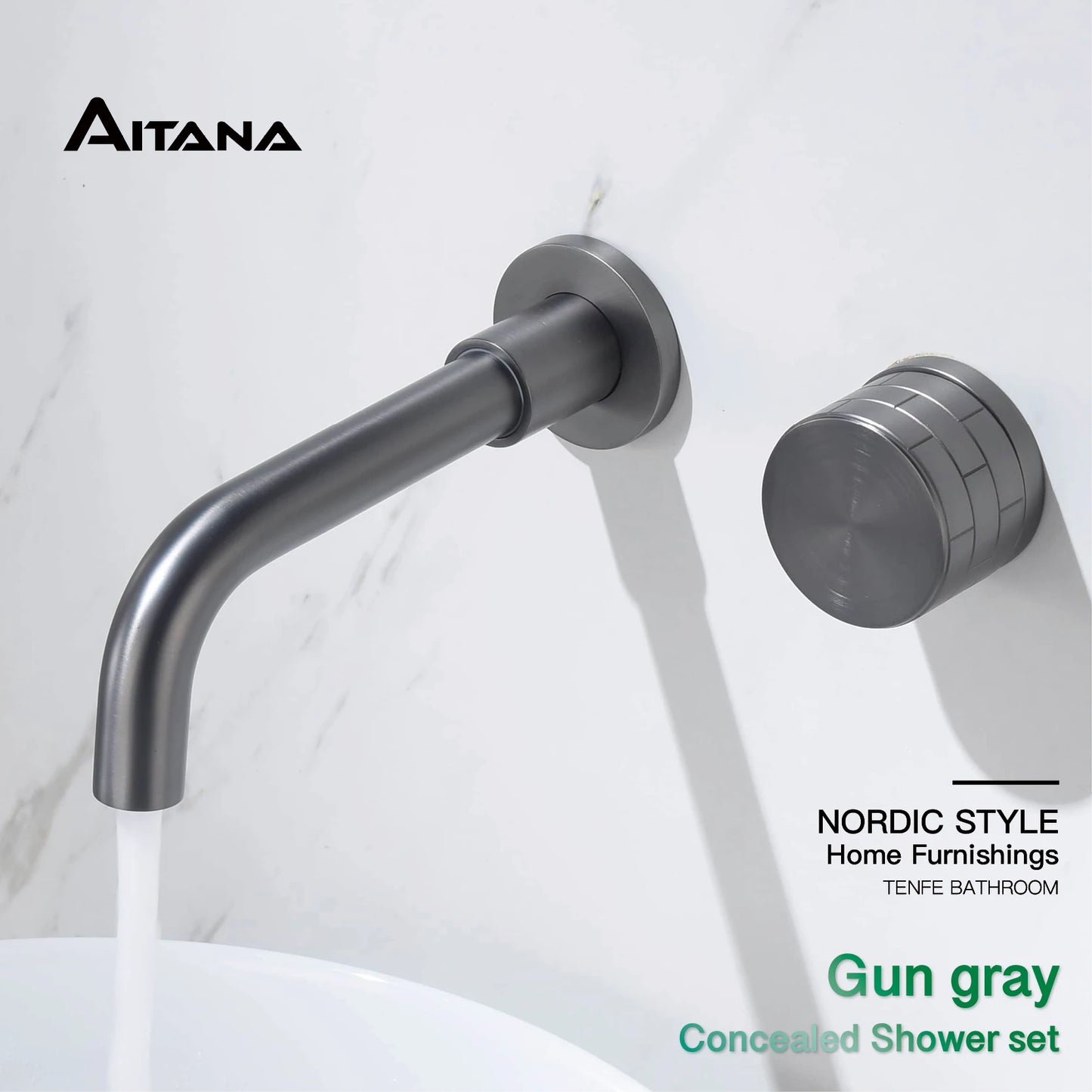 AITANA luxury brass brushed nickel bathroom faucet with simple embedded design and dual hole hot and cold water basin Mixer