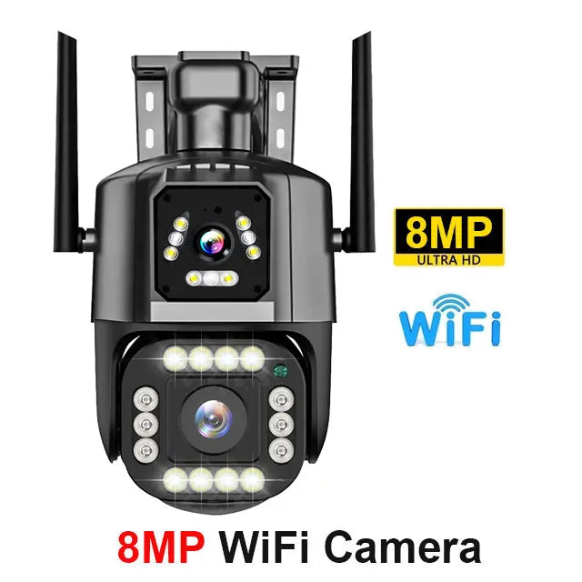 4G/WiFi IP Camera 8MP 4K Dual Lens Dual Screens Network Monitor Smart Home Outdoor PTZ CCTV Cameras V380 Pro Security Protection