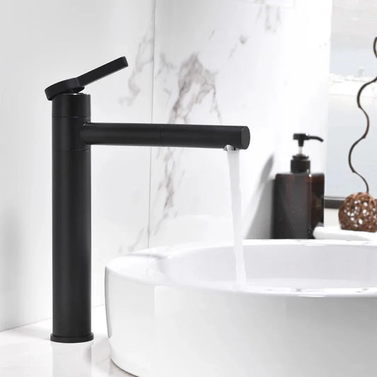 Minimalist Slim Faucet Hot and Cold Water Faucet Basin Mixer Tap Bathroom Faucet Hot and Cold Black Color