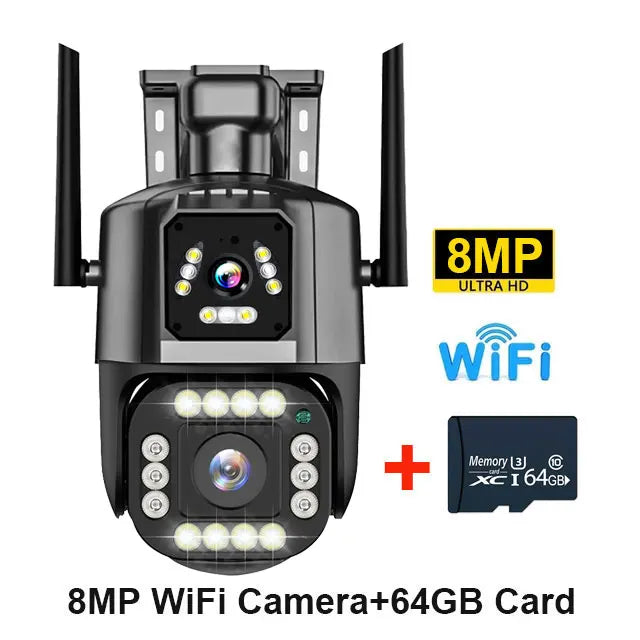 4G/WiFi IP Camera 8MP 4K Dual Lens Dual Screens Network Monitor Smart Home Outdoor PTZ CCTV Cameras V380 Pro Security Protection