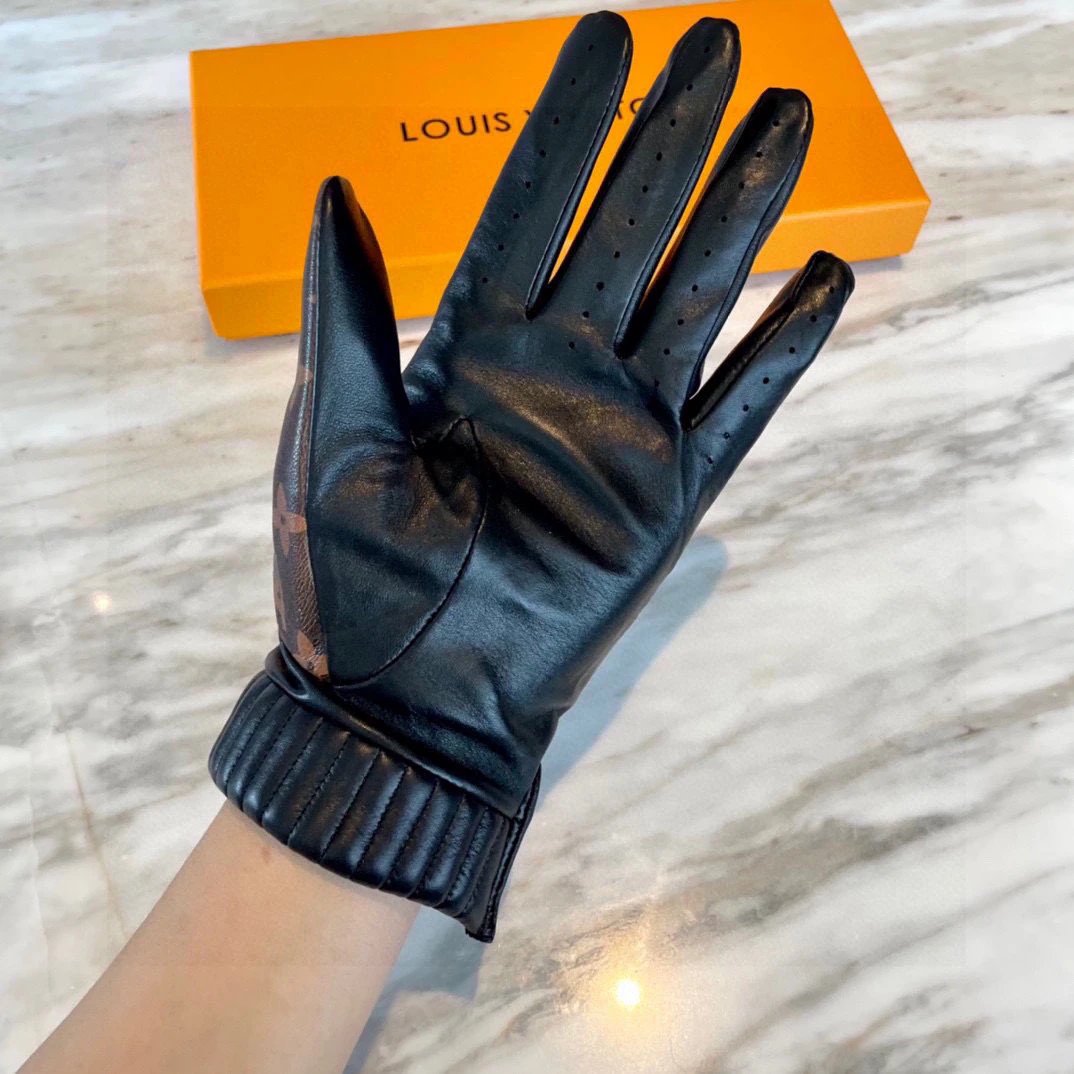 LV leather gloves